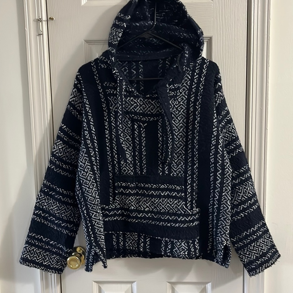 Navy and white hoodie